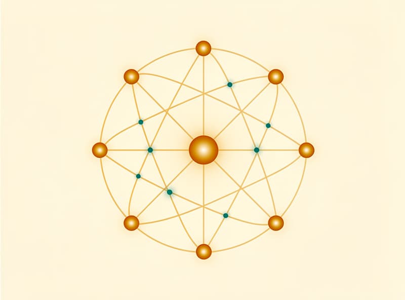 Bright lattice with interconnected glowing nodes representing multi-agent debate and idea validation